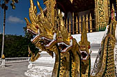 Luang Prabang, Laos  - The Haw Pha Bang the Royal or Palace Chapel, the naga is a significant architectural and sculptural ornament in Buddhist temples.
